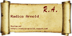 Radics Arnold névjegykártya