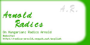 arnold radics business card